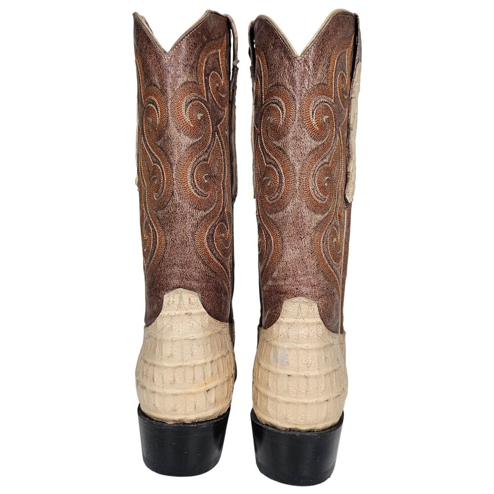 Sedona West Men's Genuine Hornback Caiman Tail Cut Cowboy Boots Tan Brown 6.5D - Picture 10 of 15